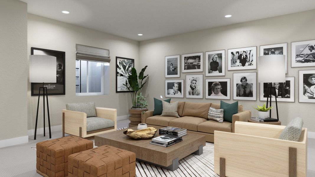 Furnished interior in a model home at The Fairways at RainDance in Windsor (Image 27).