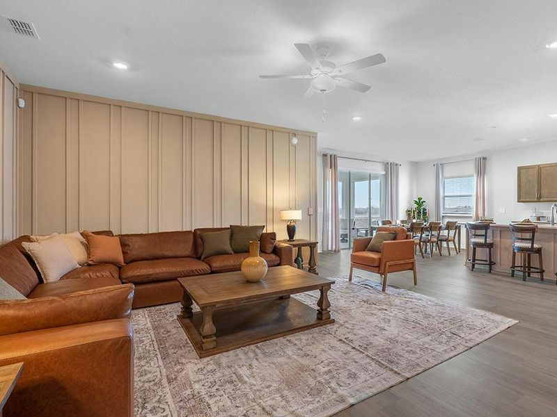 Each home is designed with a spacious, open living area - Monroe home plan