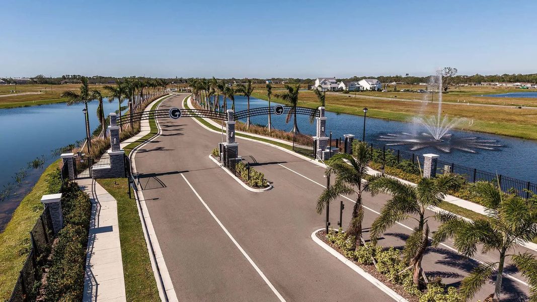 Main entrance to the Gracewater master-planned community in Sarasota, FL, featuring its landmark signage (Image 3). Main entrance to the Gracewater master-planned community in Sarasota, FL, featuring its landmark signage (Image 3).