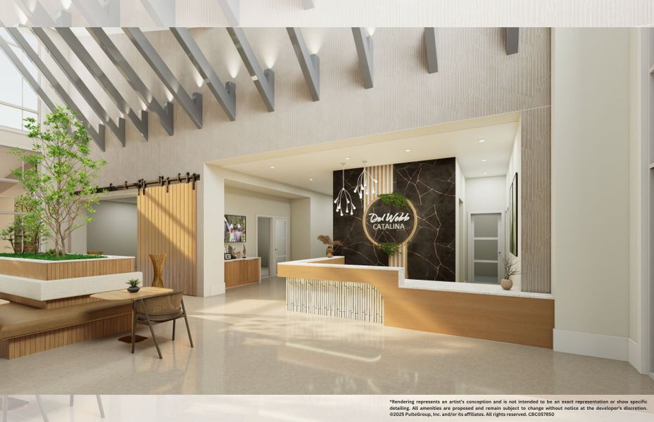 Reception area in the grand clubhouse of this 55+ community in Lakewood Ranch