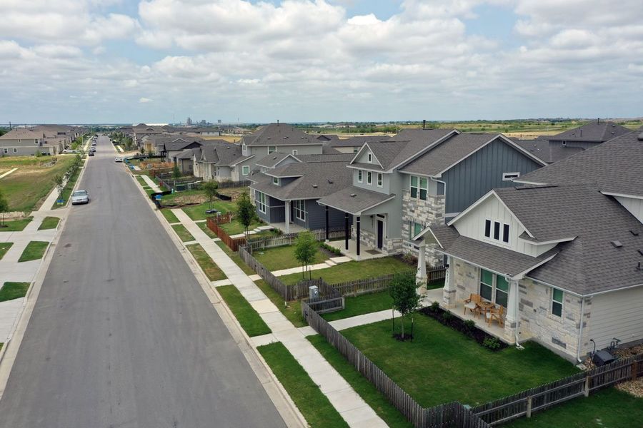 Aerial view of the Porter Country community in Buda, TX, showing layout and nearby surroundings (Image 1).