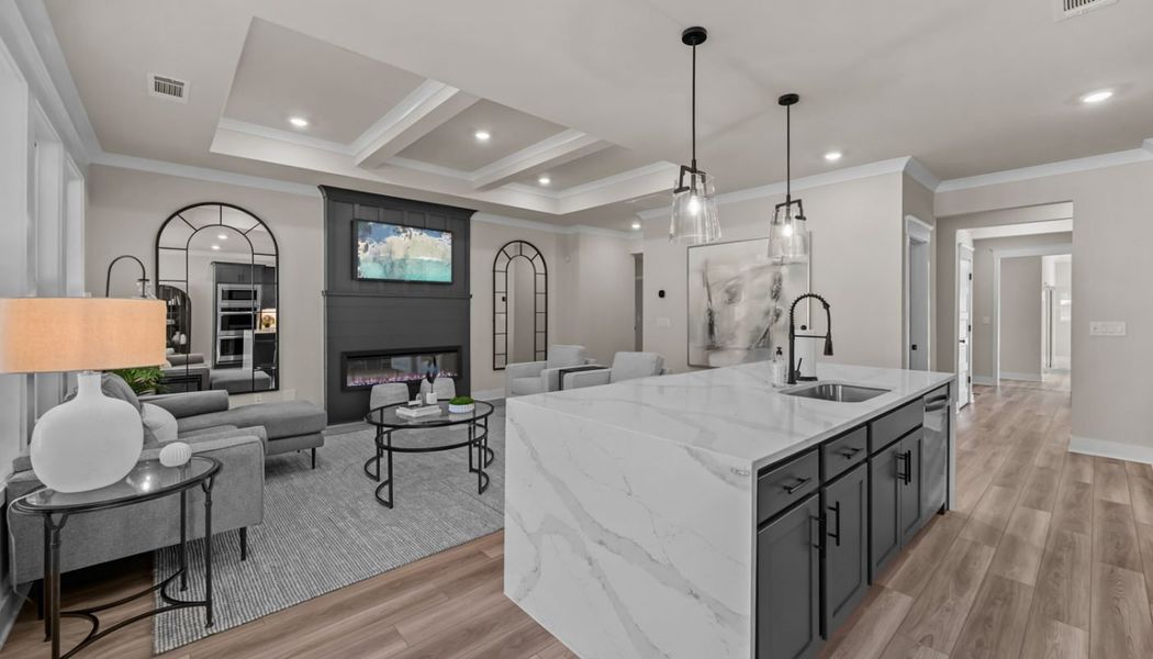 Furnished interior in a model home at Rosewood Lake Preserve in Hoschton (Image 16).