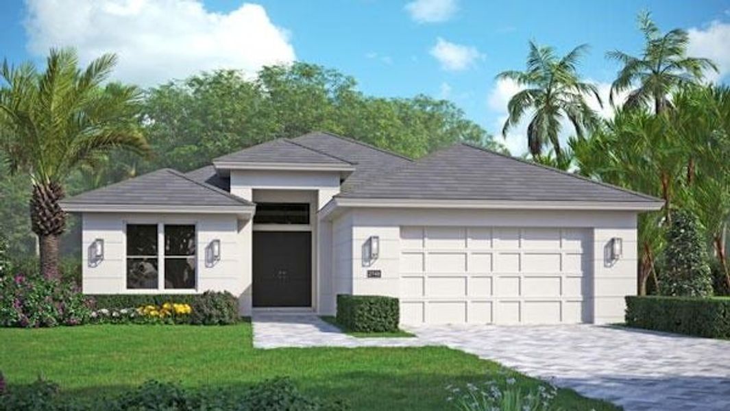 Front exterior of a home in the BELTERRA community, located in Port St. Lucie, FL (Image 5).