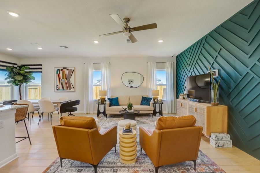 Furnished interior in a model home at Village at Three Oaks in Seguin (Image 24).