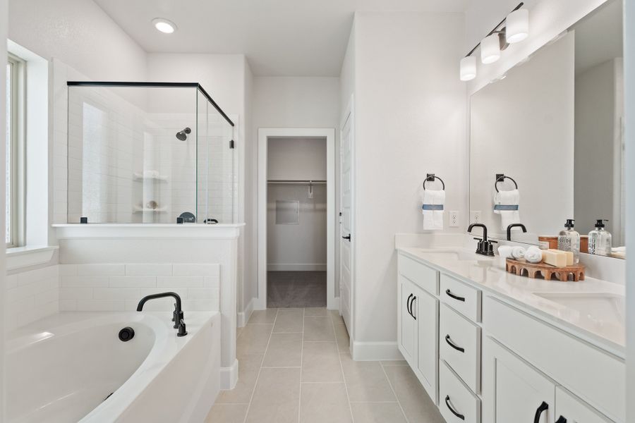 Furnished interior in a model home at Enclave at Legacy Hills: Overlook 60' in Celina (Image 6).