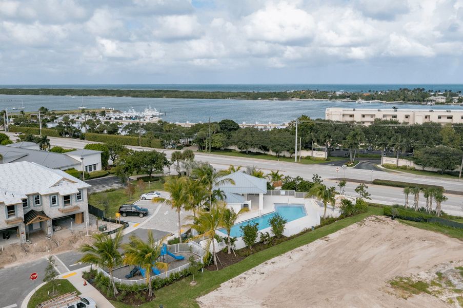 Community Entrance with Intracoastal and Ocean background