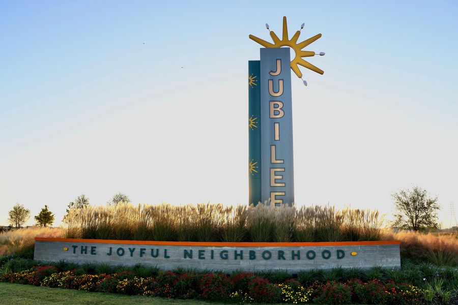 Entrance to the Jubilee community in Hockley, TX, featuring signage and landscaping (Image 5).