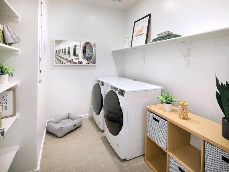 A large laundry room makes doing laundry a breeze.