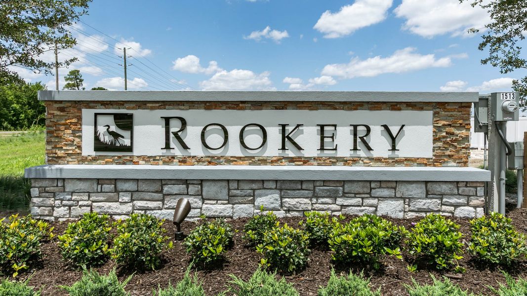 Entrance to the Rookery community in Green Cove Springs, FL, featuring signage and landscaping (Image 1).