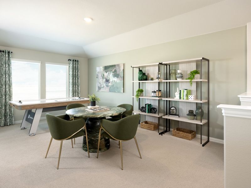 Furnished interior in a model home at Parks at Foster Crossing - Signature Series in Anna (Image 8). Furnished interior in a model home at Parks at Foster Crossing - Signature Series in Anna (Image 8).