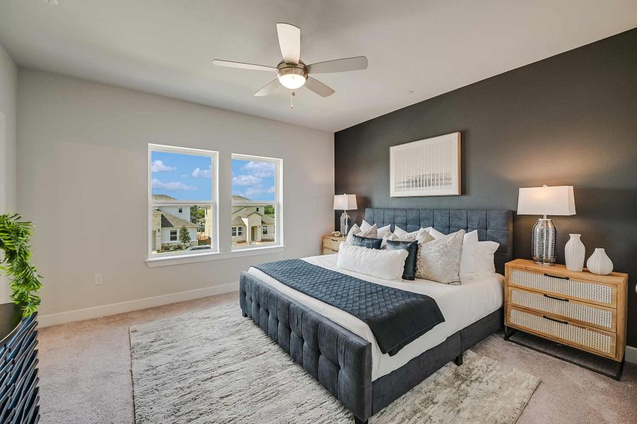 Furnished interior in a model home at Double Creek Crossing Townhomes in Round Rock (Image 21).