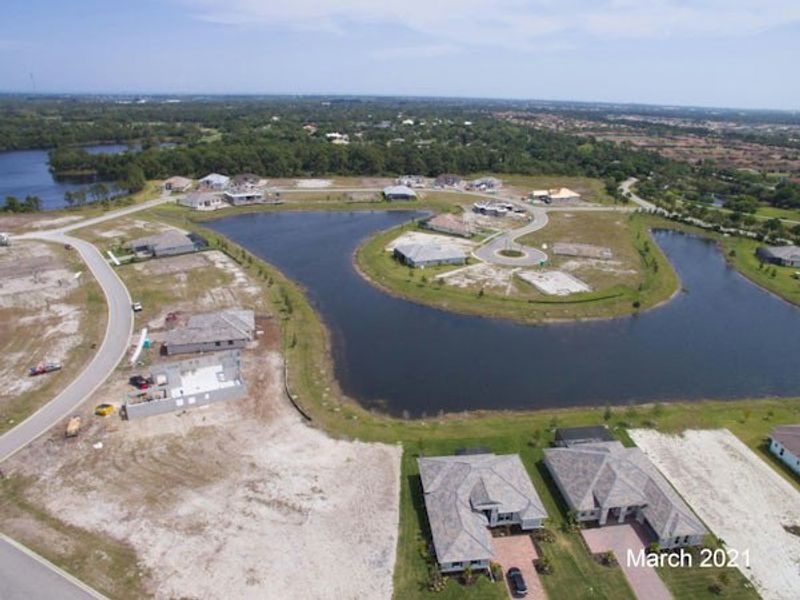 Aerial view of the Bent Pine Preserve community in Vero Beach, FL, showing layout and nearby surroundings (Image 44).