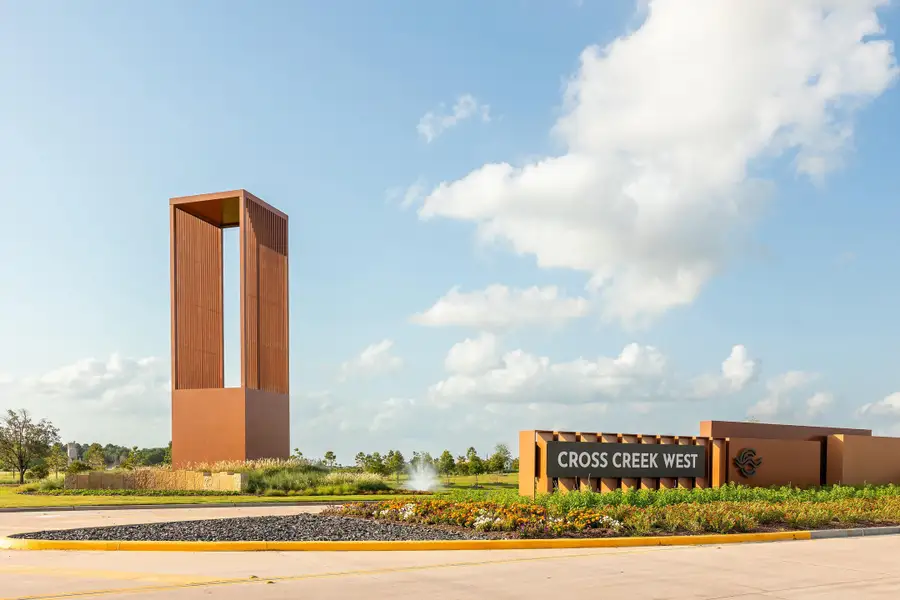 Entrance to the Cross Creek West community in Fulshear, TX, featuring signage and landscaping (Image 4).
