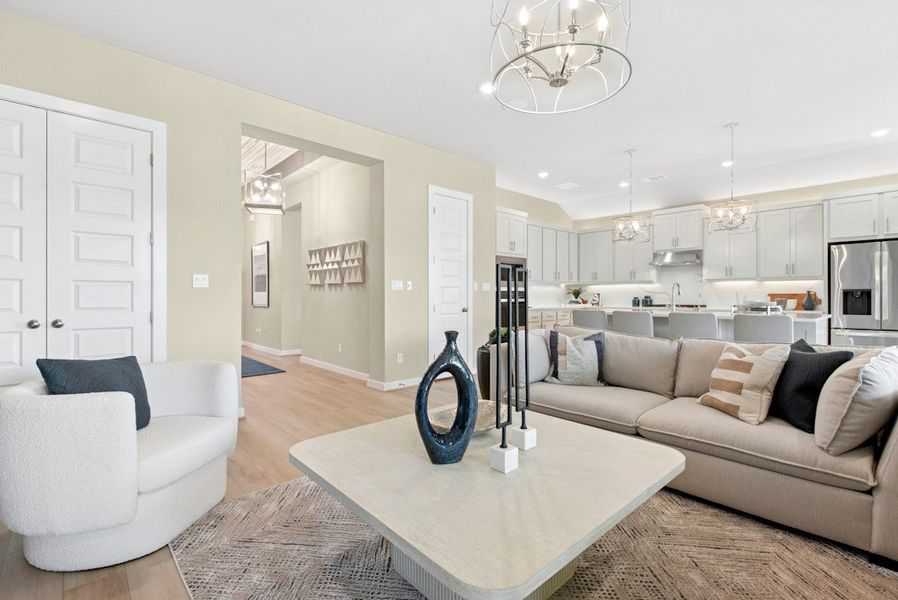 Furnished interior in a model home at The Colony in Bastrop (Image 8). Furnished interior in a model home at The Colony in Bastrop (Image 8).