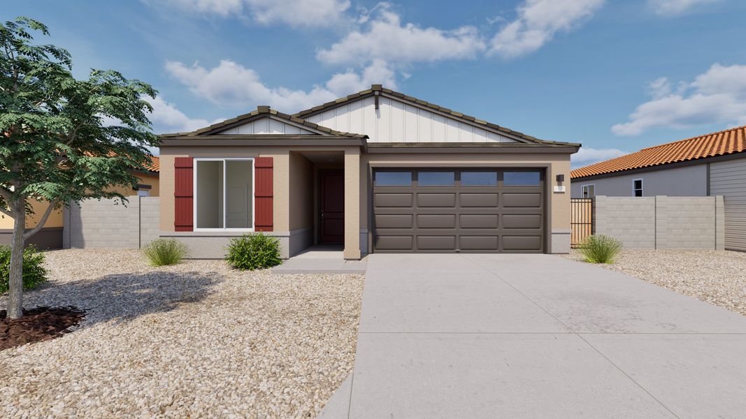 Front exterior of a home in the Moonlight community, located in Maricopa, AZ (Image 1). Front exterior of a home in the Moonlight community, located in Maricopa, AZ (Image 1).