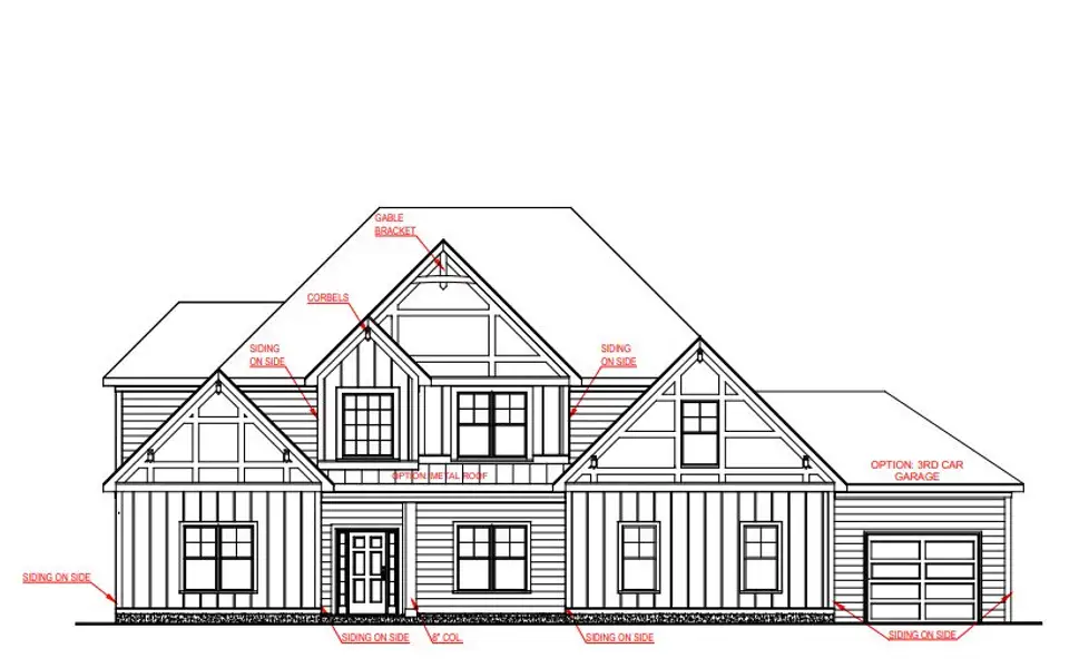 Architectural rendering of home exteriors planned for Bernhard Farms in Fayetteville, GA (Image 3).