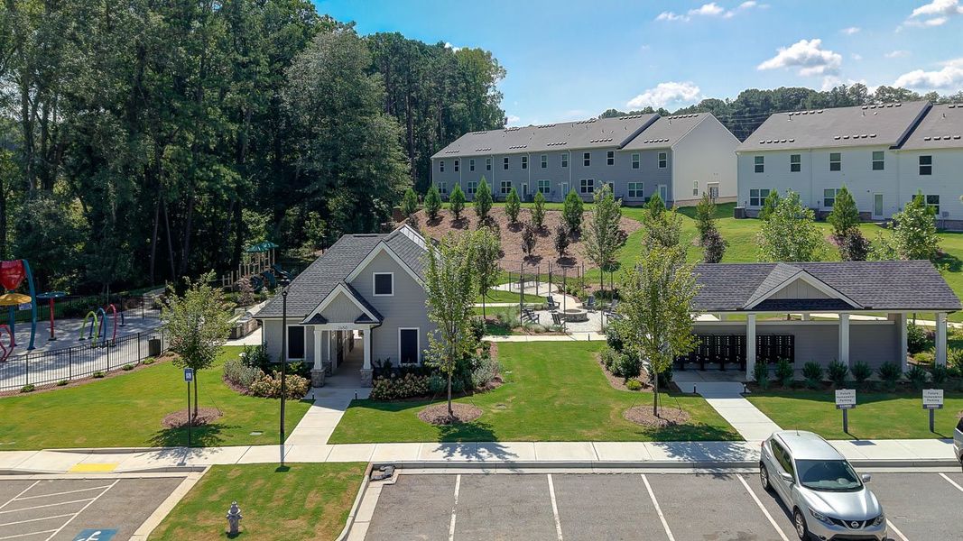 Aerial view of the Young's Crossing community in Stone Mountain, GA, showing layout and nearby surroundings (Image 15).