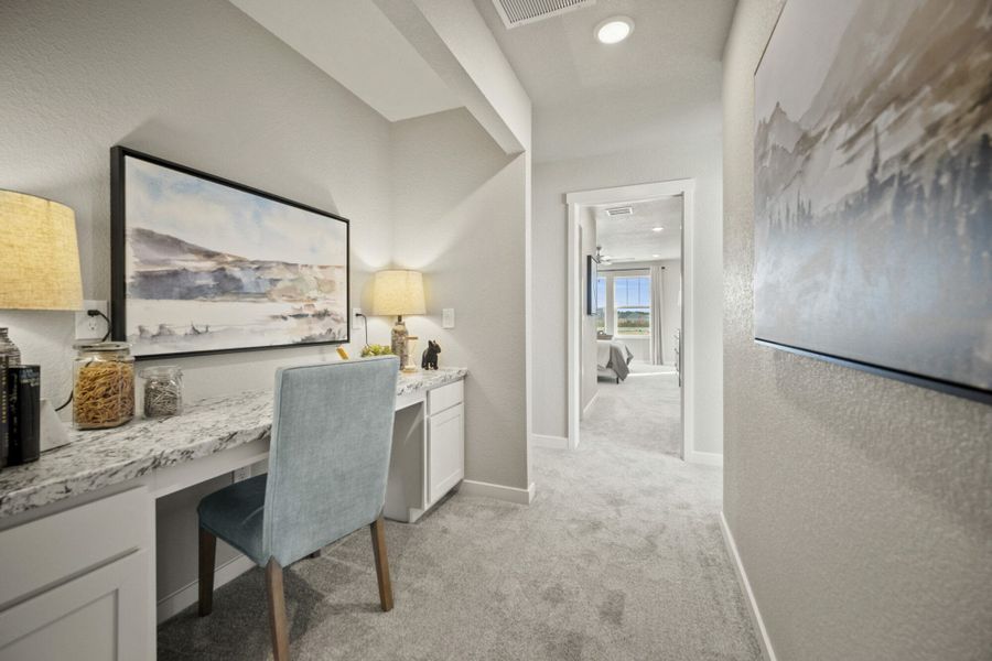 Furnished interior in a model home at Aspen Meadows – Townhomes in Colorado Springs (Image 13). Furnished interior in a model home at Aspen Meadows – Townhomes in Colorado Springs (Image 13).