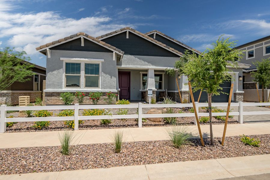 Front exterior of a home in the Palo Verde at North Creek community, located in Queen Creek, AZ (Image 3).