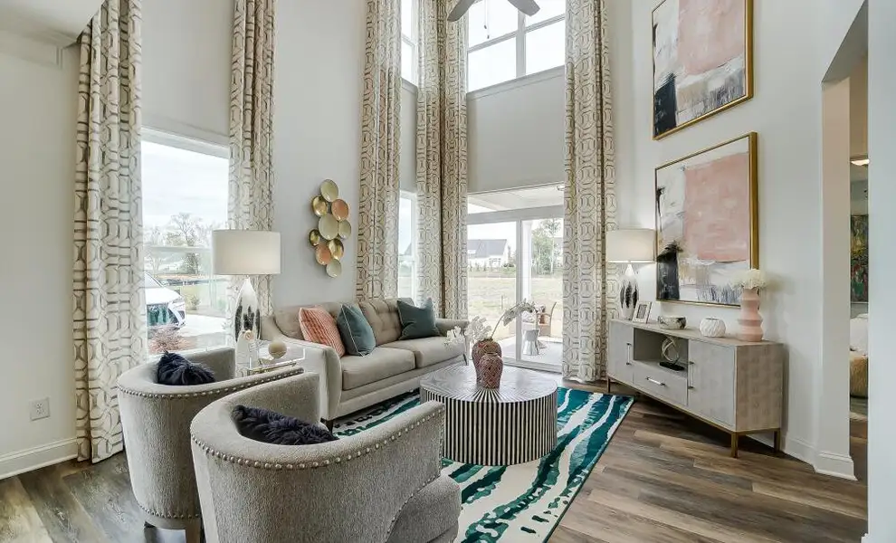 Furnished interior in a model home at Attenborough Townhomes in Piedmont (Image 3).