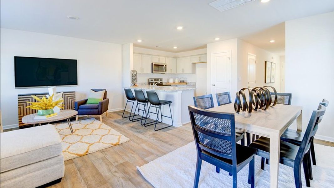 Furnished interior in a model home at Edinborough Townes in Gibsonville (Image 3).