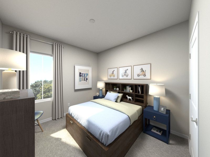 Secondary bedroom in the Bloomfield floorplan at a Meritage Homes community in Zebulon, NC.