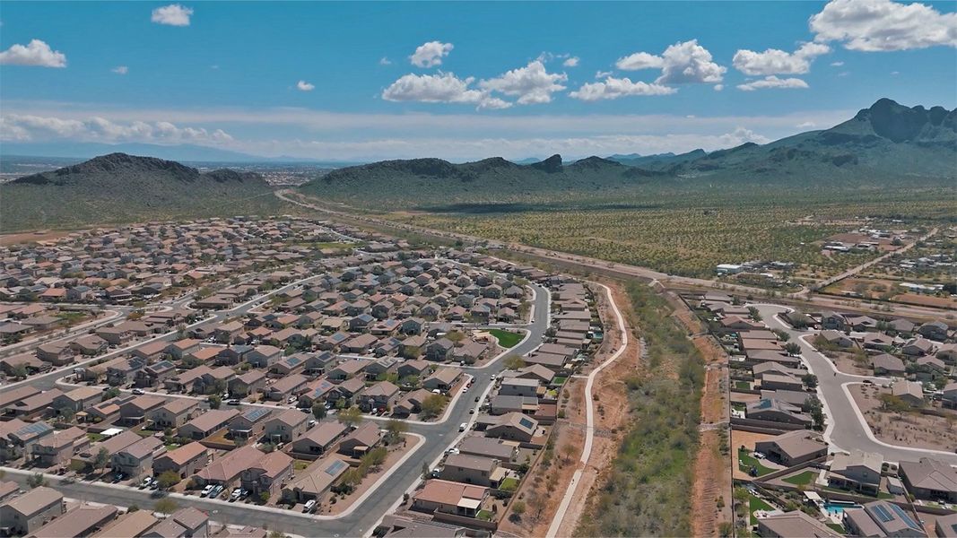 Aerial view of the Saguaro Bloom community in Marana, AZ, showing layout and nearby surroundings (Image 6).