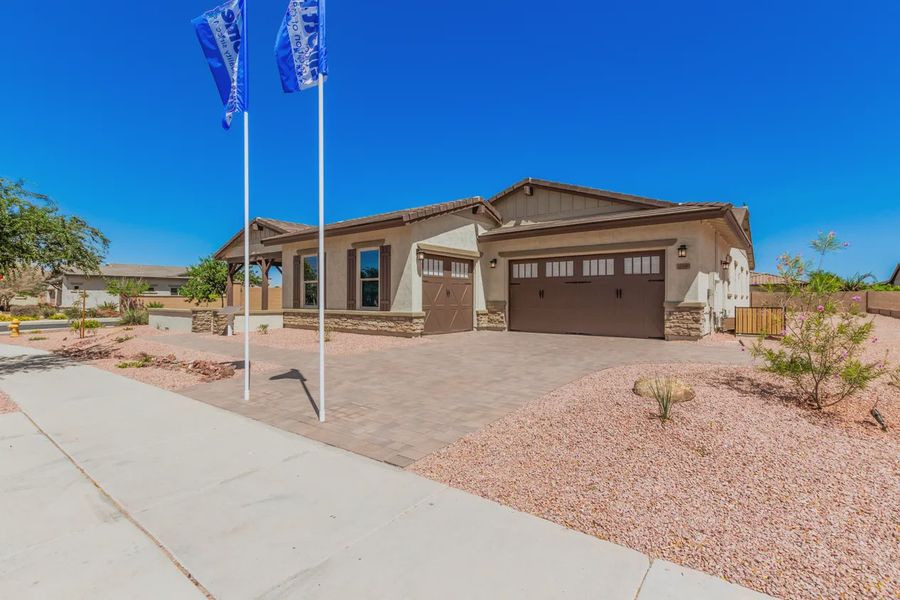 Front exterior of a home in the Bellero Estates community, located in Queen Creek, AZ (Image 3).