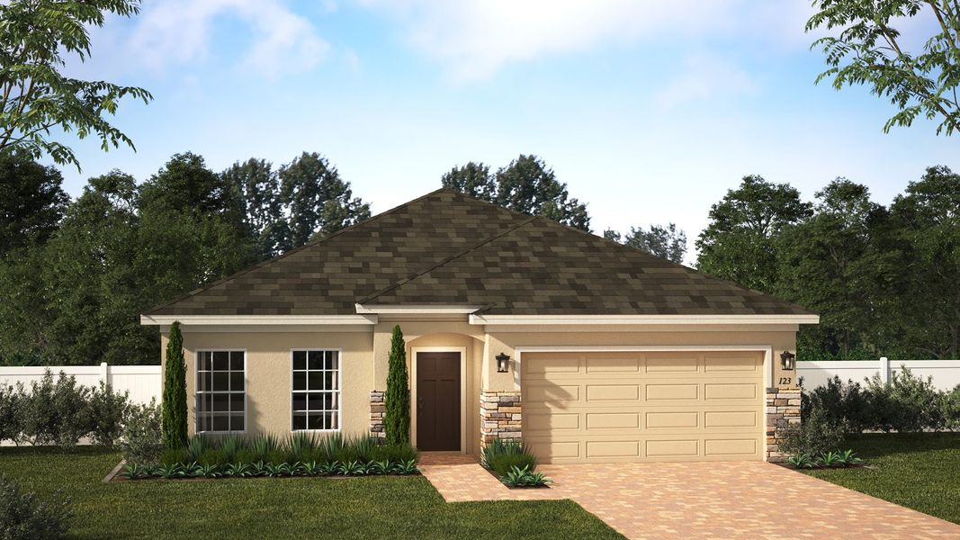 Front exterior of a home in the Eagletail Landings community, located in Howey-in-the-Hills, FL (Image 9).