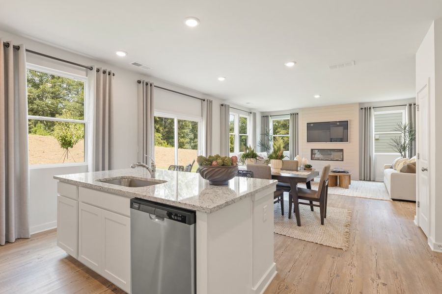 A kitchen with a large island. A kitchen with a large island.