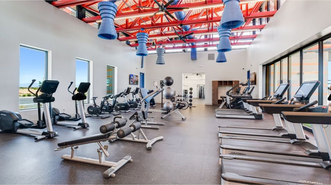 Fitness center treadmills