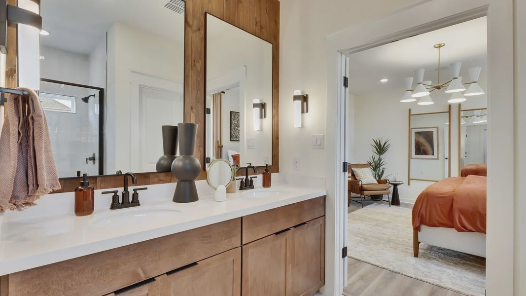 Furnished interior in a model home at Creeks Crossing in Elgin (Image 33).