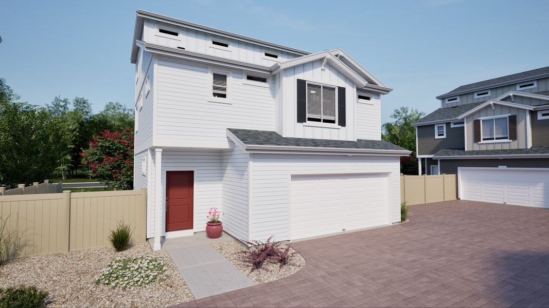 Front exterior of a home in the Coach House at Green Valley Ranch community, located in Aurora, CO (Image 6).