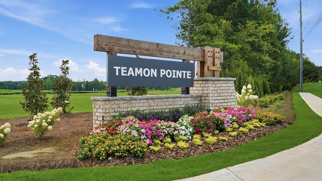 Entrance to the Teamon Pointe community in Griffin, GA, featuring signage and landscaping (Image 1). Entrance to the Teamon Pointe community in Griffin, GA, featuring signage and landscaping (Image 1).