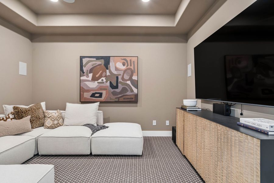 Private Media Room Designed for Movie Nights Private Media Room Designed for Movie Nights