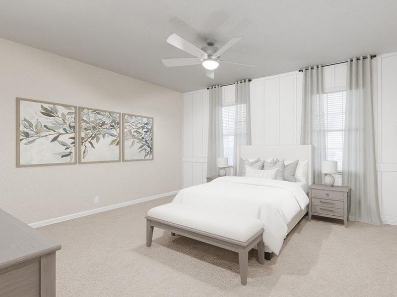 Enjoy large bedrooms, including a private owner`s suite. (Artist`s rendering)