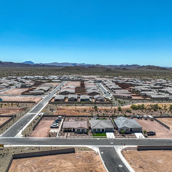 Aerial view of the Entrada del Oro Classics community in Gold Canyon, AZ, showing layout and nearby surroundings (Image 1).