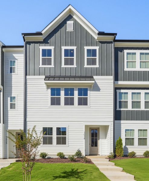 Front exterior of a home in the Twinleaf Townes community, located in Chapel Hill, NC (Image 6).