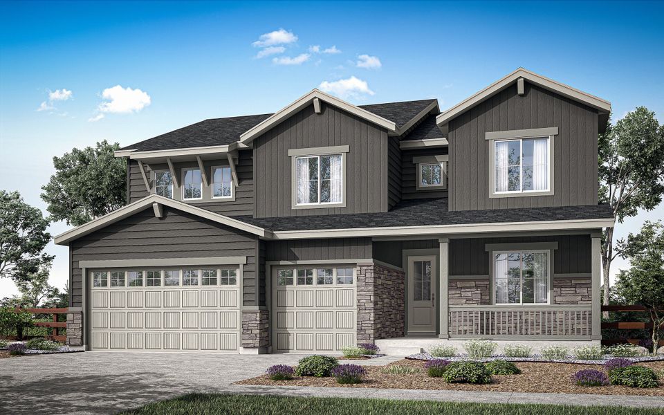 Front exterior of a home in the Ensemble at The Aurora Highlands community, located in Aurora, CO (Image 9).