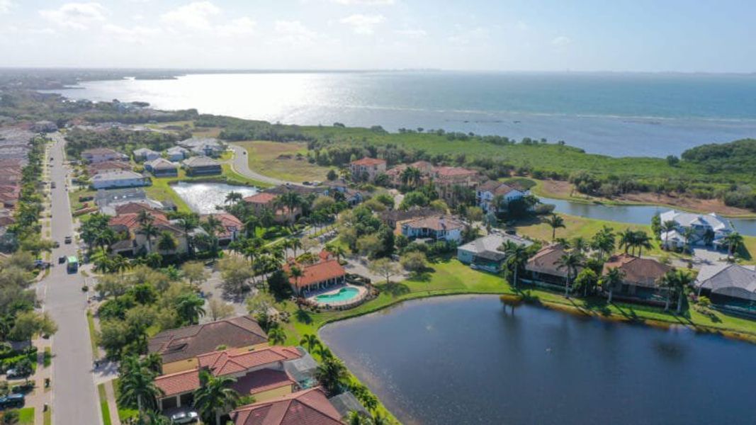 Aerial view of the Legends Bay community in Bradenton, FL, showing layout and nearby surroundings (Image 1). Aerial view of the Legends Bay community in Bradenton, FL, showing layout and nearby surroundings (Image 1).