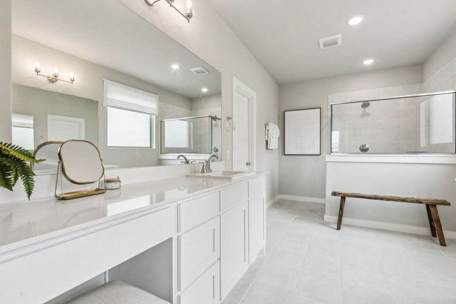 REPRESENTATIVE PHOTO – Primary Bathroom in a Lakehaven Wimbledon model home in Farmersville TX by Trophy Signature Homes