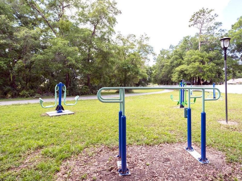 Two outdoor fitness centers provide opportunities for health and fitness.