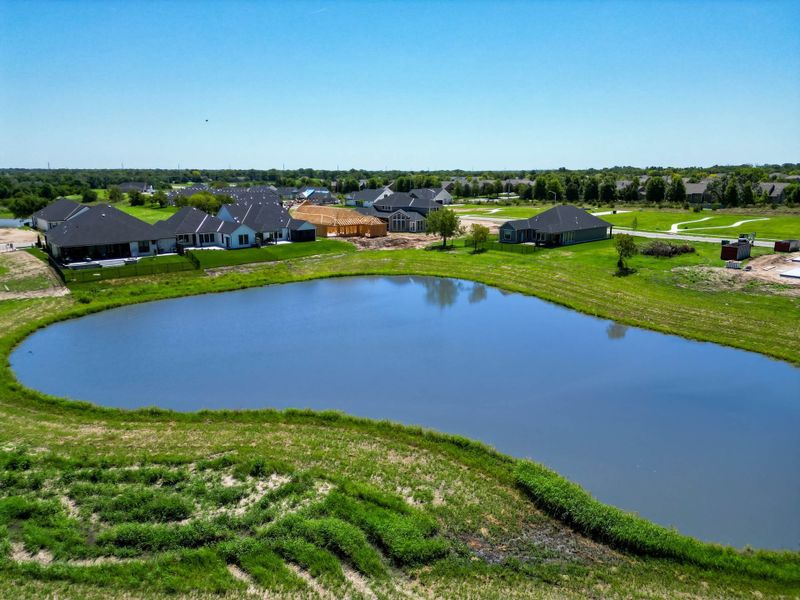 Aerial view of the The Courtyards at Jacobs Farm community in Wichita, KS, showing layout and nearby surroundings (Image 5). Aerial view of the The Courtyards at Jacobs Farm community in Wichita, KS, showing layout and nearby surroundings (Image 5).