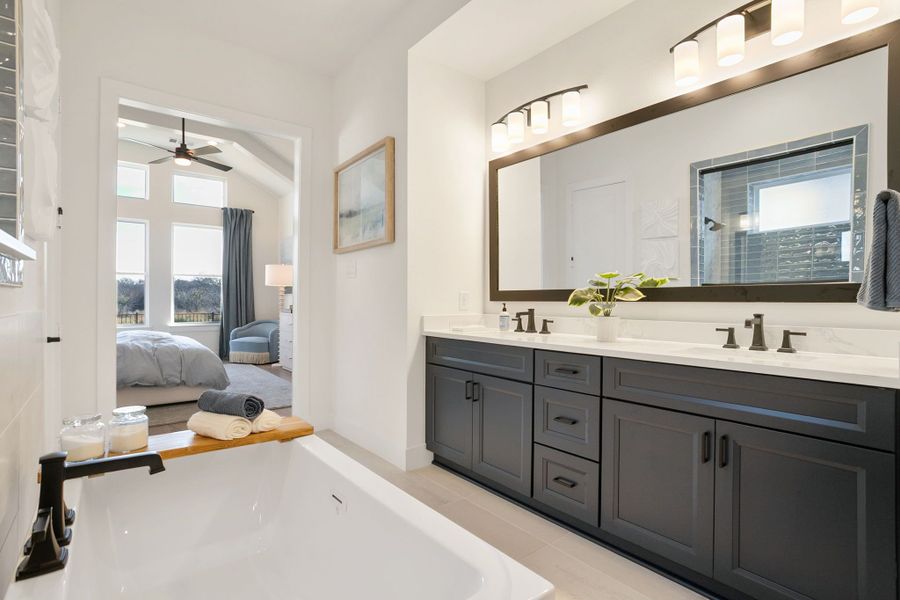 Furnished interior in a model home at Lily Creek at Sutton Fields in Aubrey (Image 81).