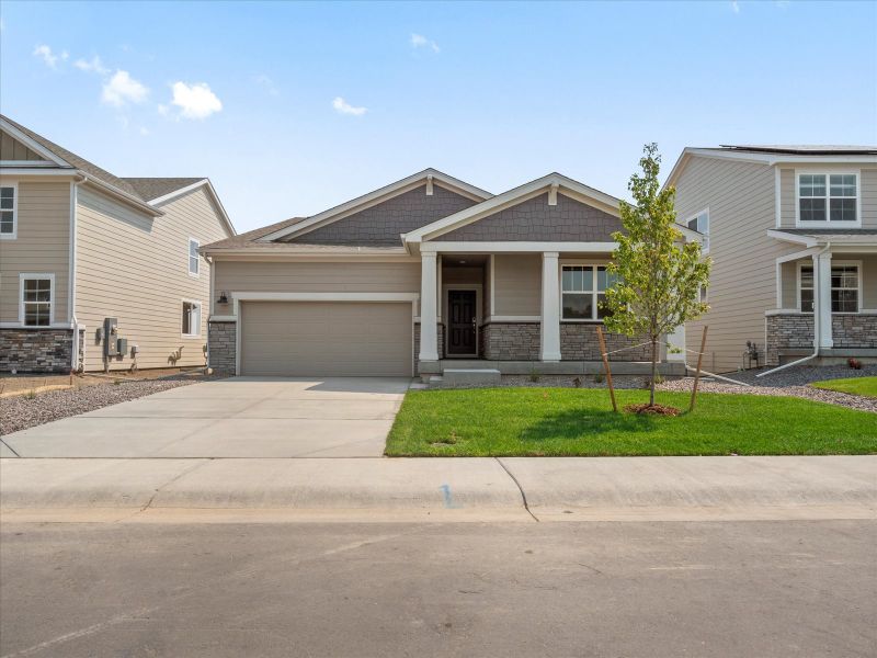 Cherry Creek floorplan exterior image taken at a Meritage Homes community in Windsor, CO.