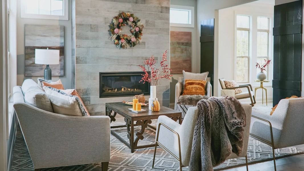 Furnished interior in a model home at The Courtyards at Hodges Farm in Charlotte (Image 18).