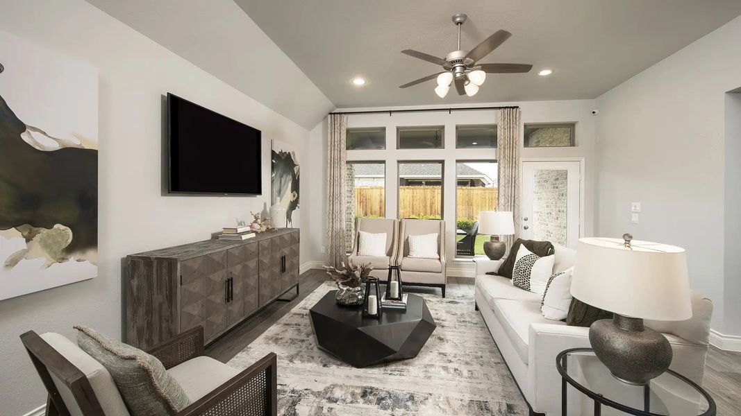 Furnished interior in a model home at Lakes Of Cane Island 45' in Katy (Image 12).