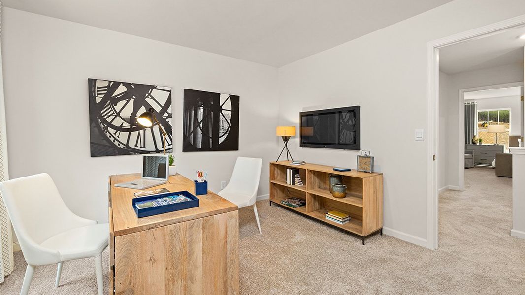 Furnished interior in a model home at Aurora Creek in Dallas (Image 37).