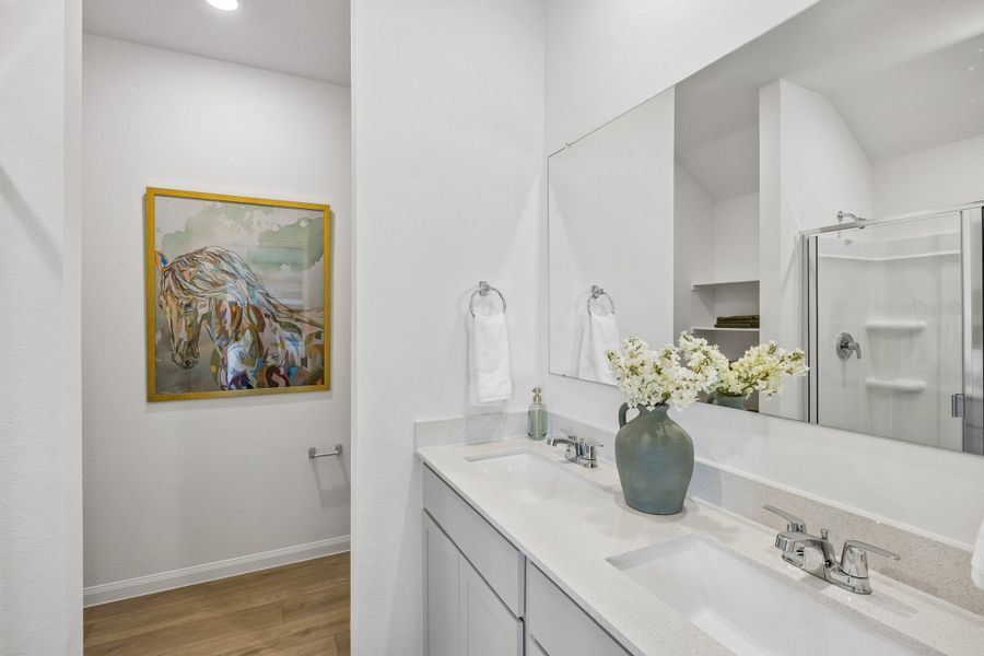 Furnished interior in a model home at Sofi Lakes in Katy (Image 18).