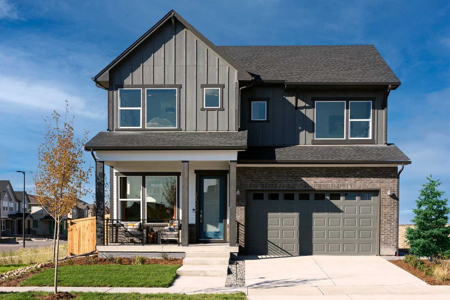 Front exterior of a home in the Painted Prairie Legacy community, located in Aurora, CO (Image 2).